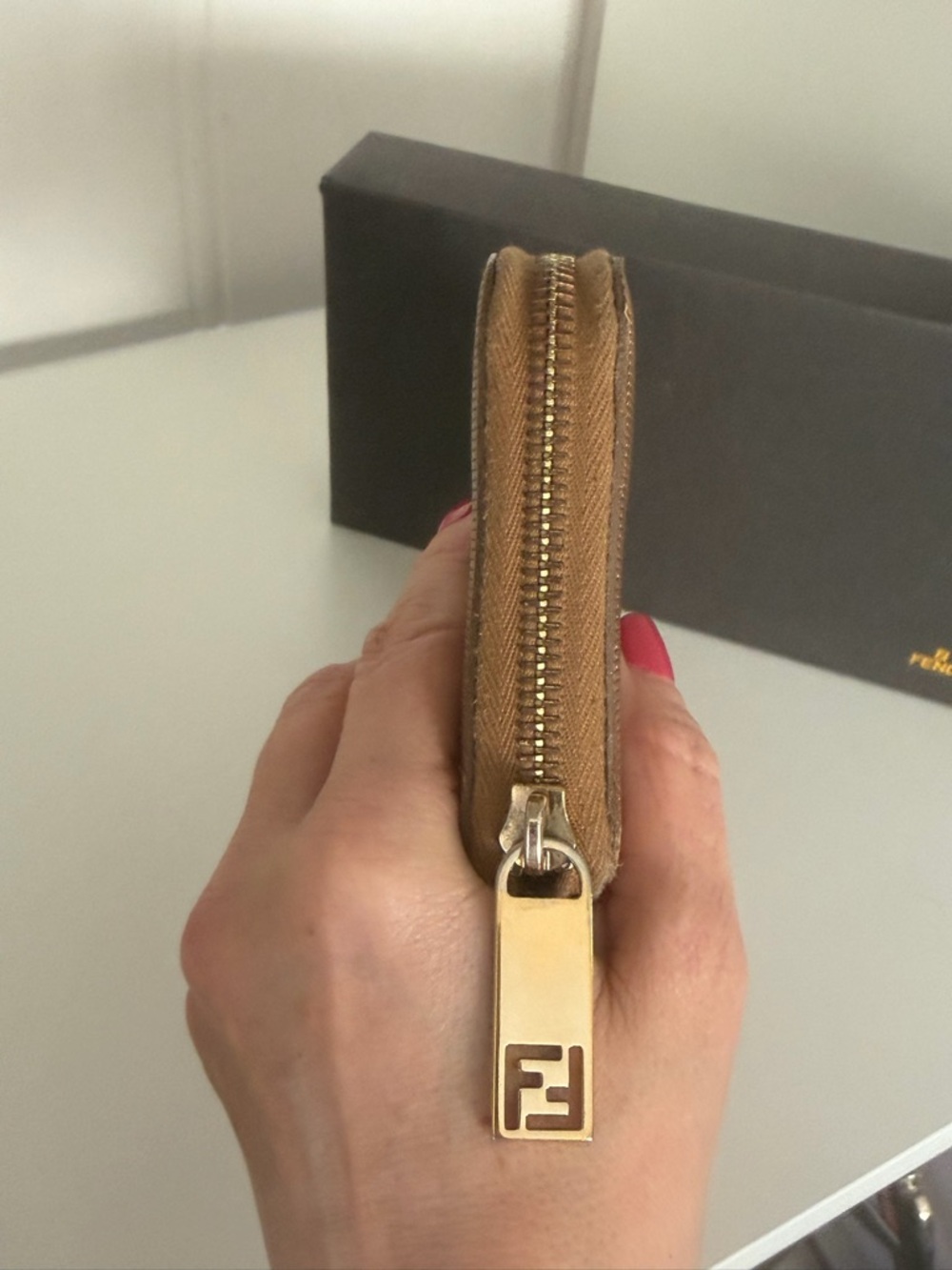 Fendi Vitello Logo Zip Around Wallet – Metallic Gold ✨ - Picture 6 of 14